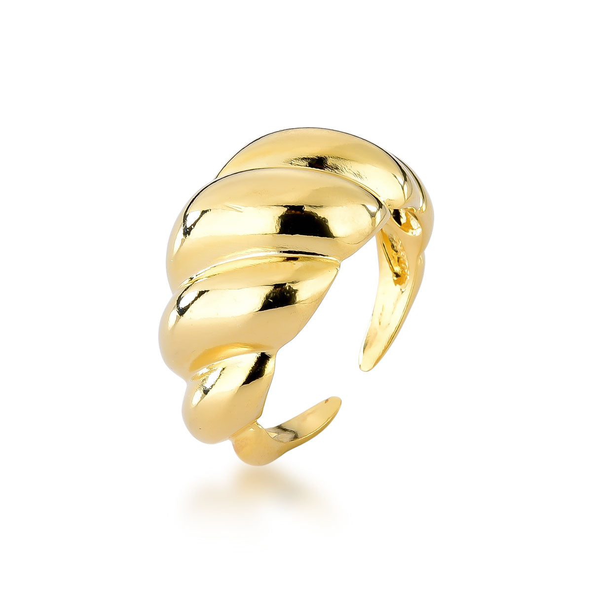 Anel Ajustável Croissant Banhado A Ouro 18K