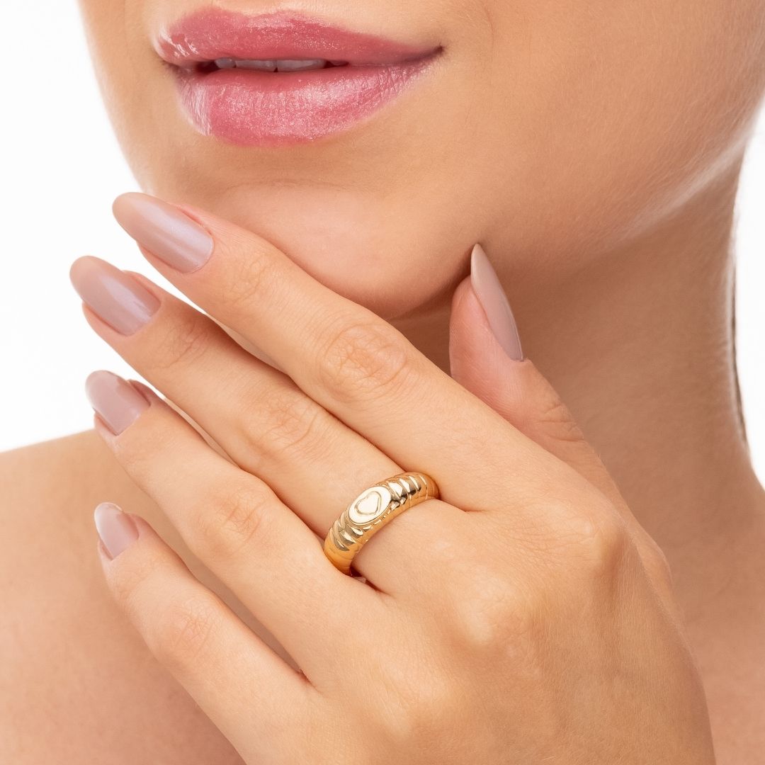 Anel Ajustável Amore Banhado A Ouro 18K