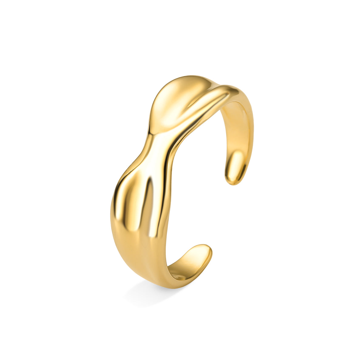 Anel Laço Orgânico Ajustável Banhado a Ouro 18K