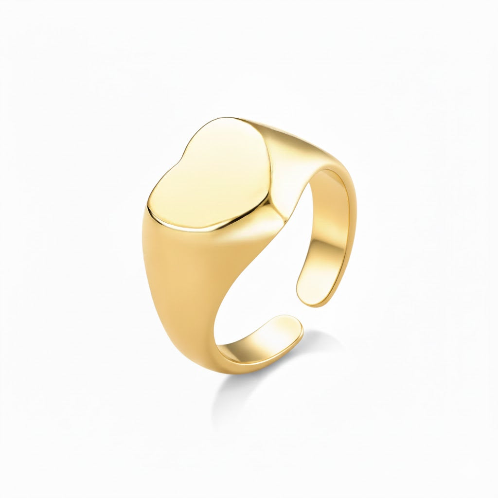 Anel Coração Banhado A Ouro 18K