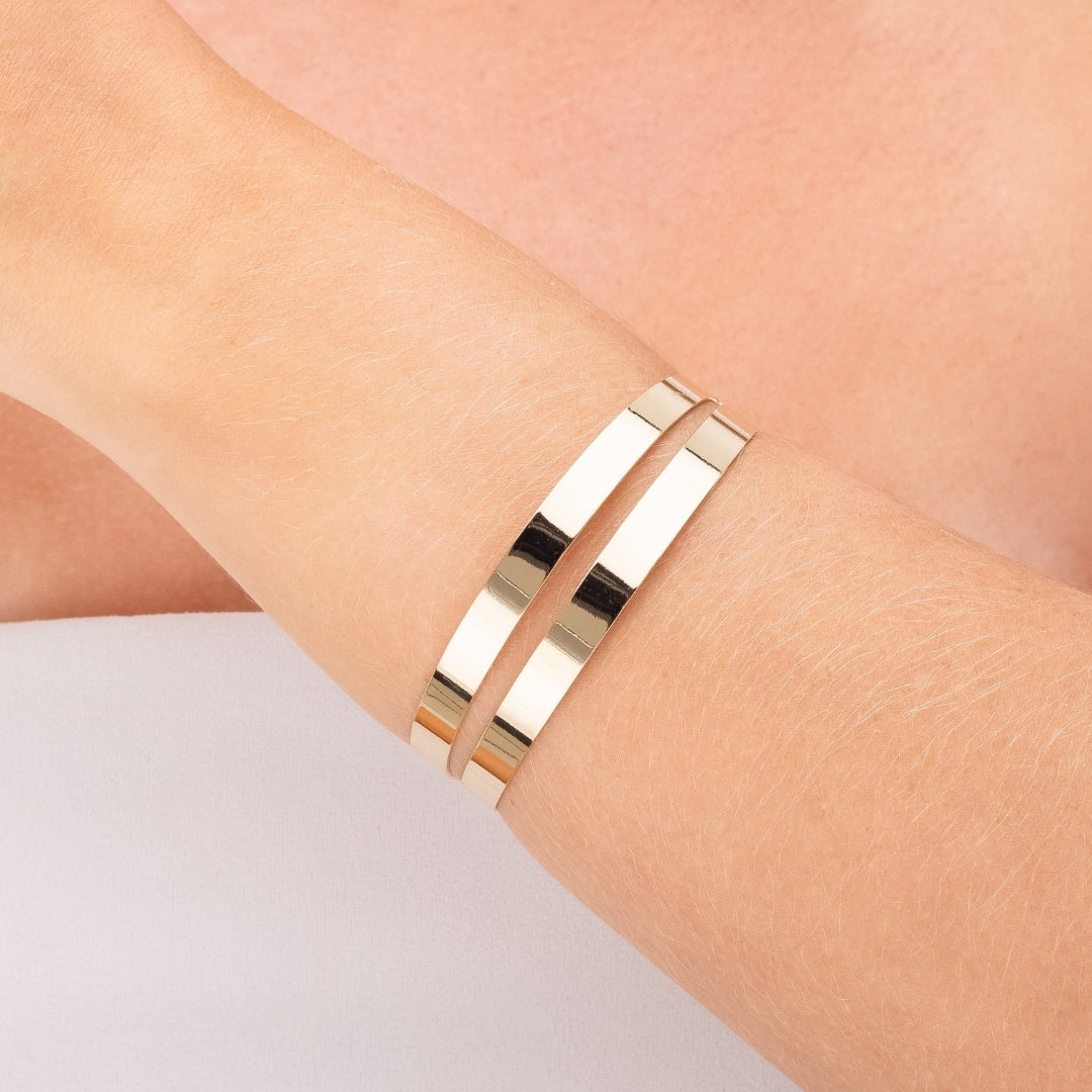 Bracelete Duplo Liso Banhado a Ouro 18K