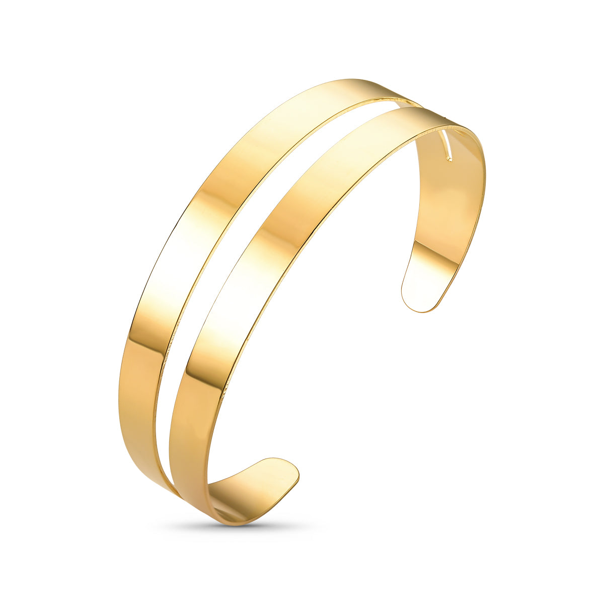 Bracelete Duplo Liso Banhado a Ouro 18K