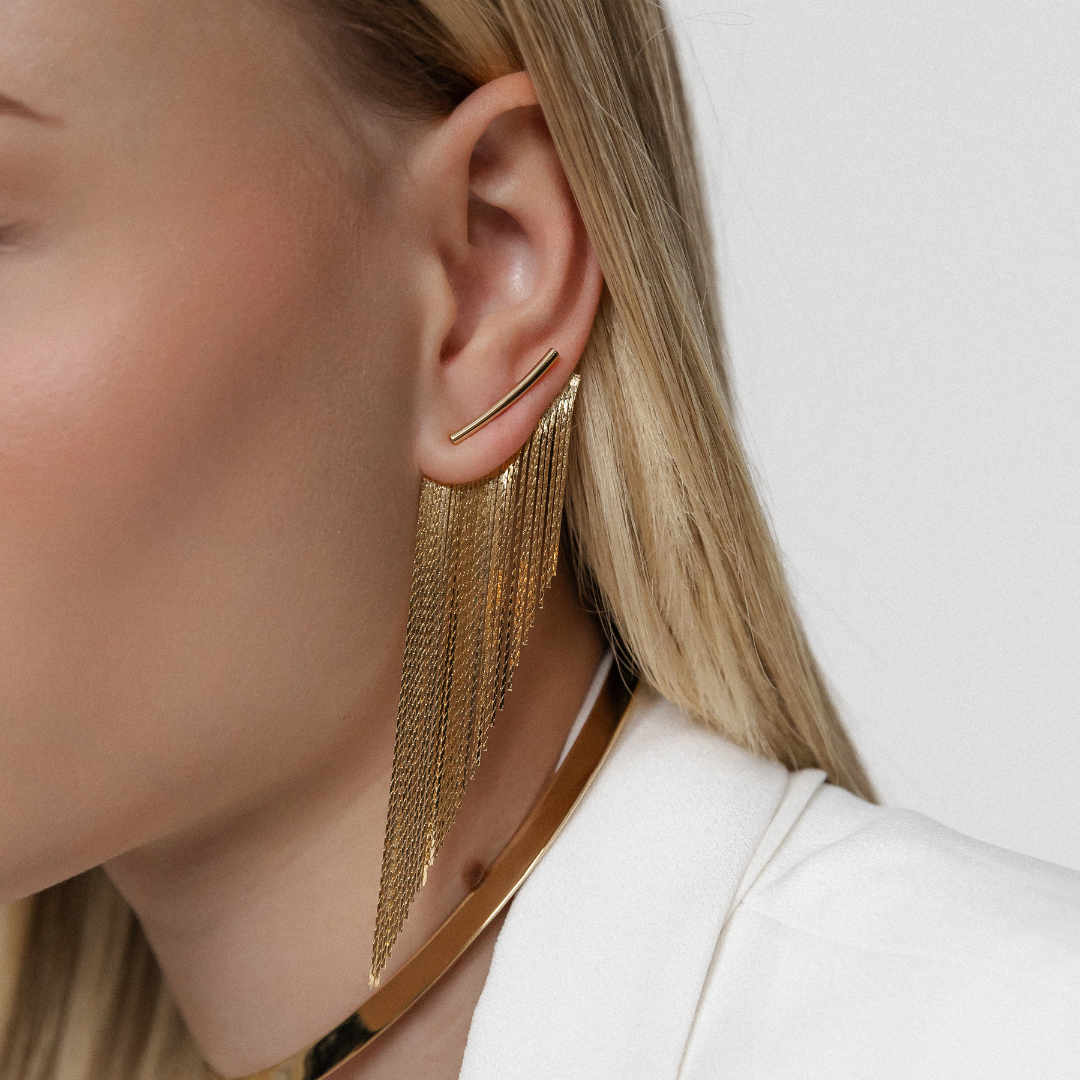 Brinco Franja Banhado a Ouro 18k