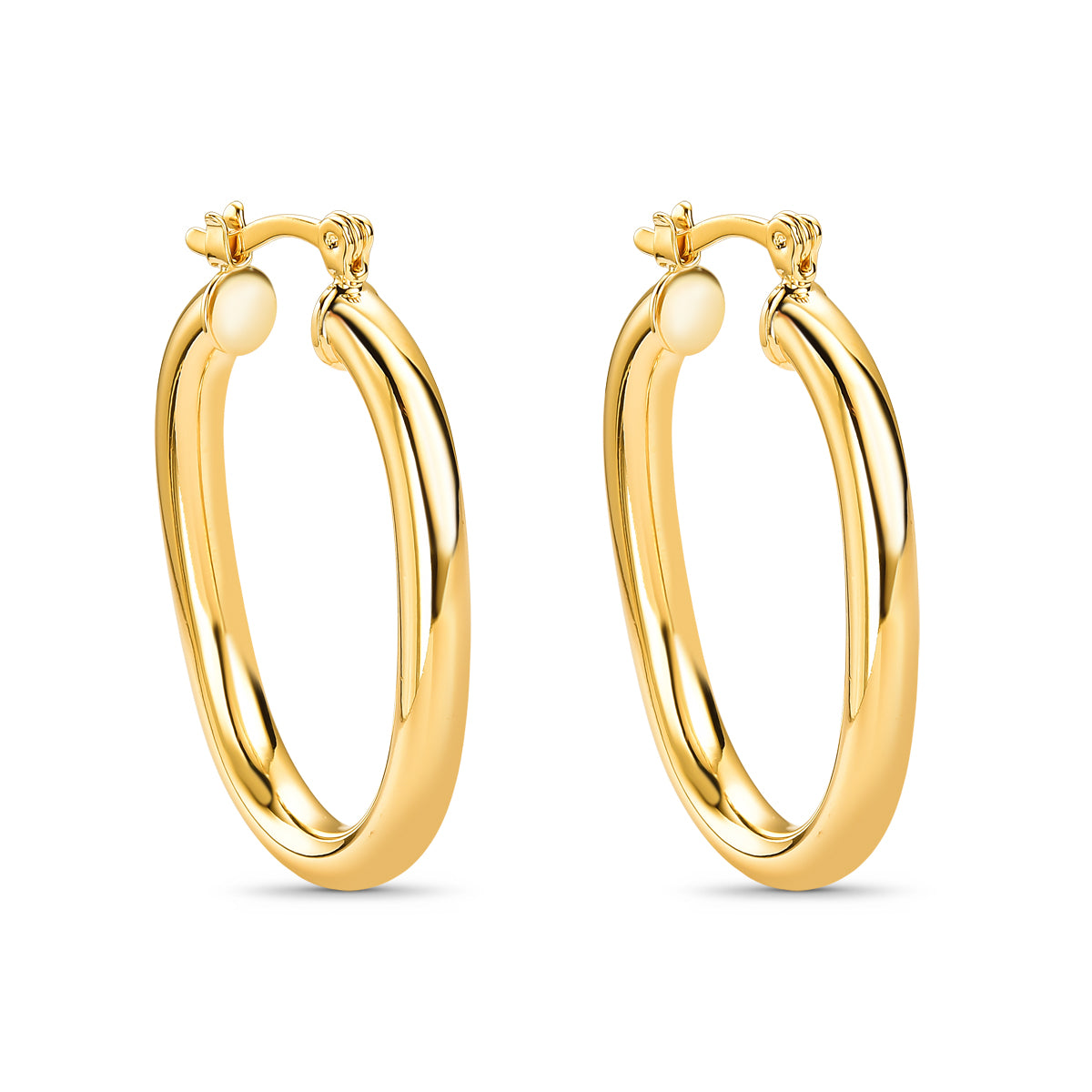 Brinco Elo Tubular Click Banhado a Ouro 18k