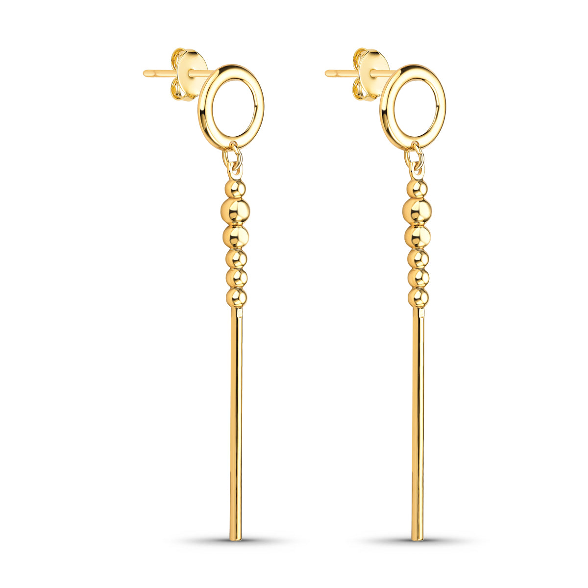 Brinco Argola Com Haste Bolinha Banhado a Ouro 18k