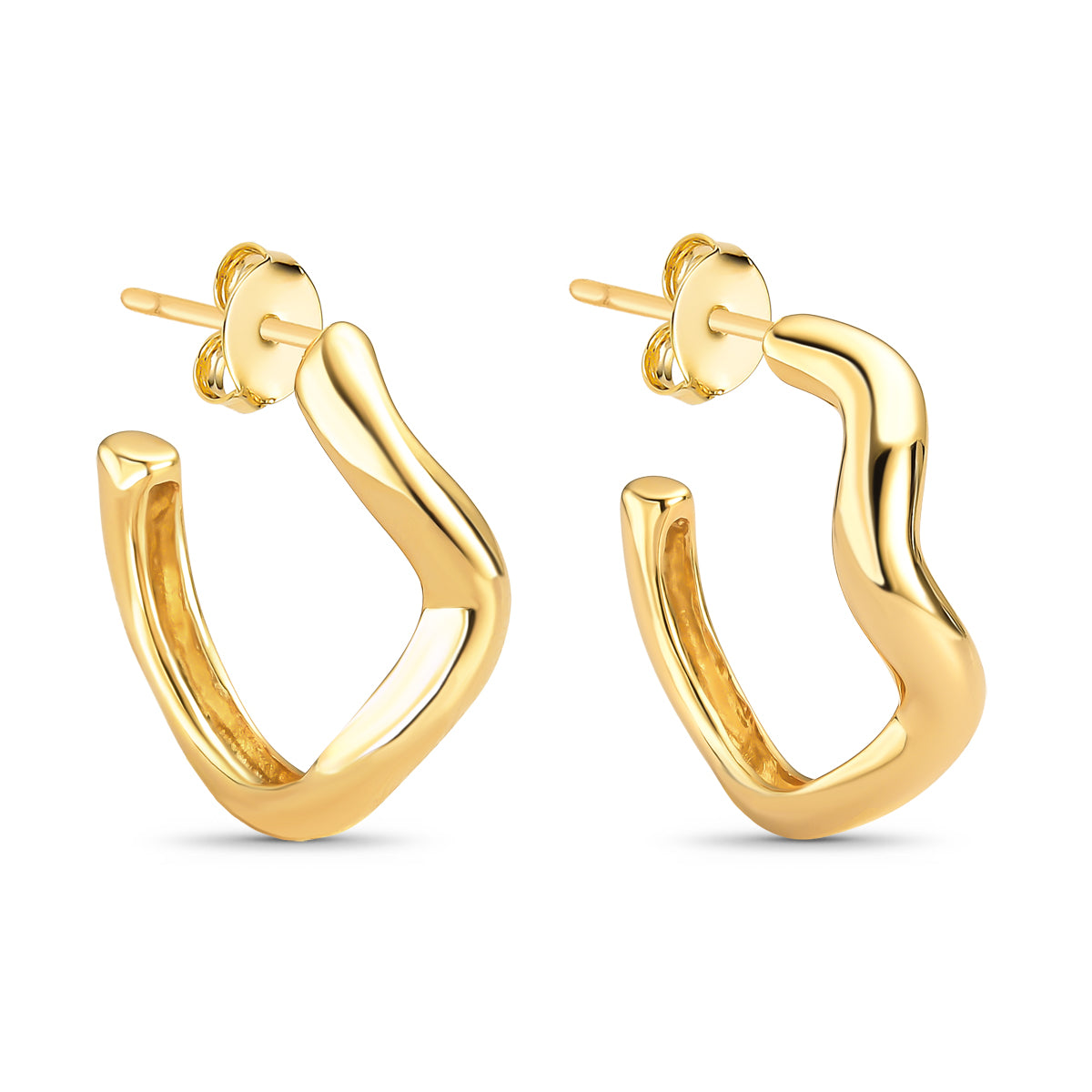 Brinco Argola Curvada Banhado A Ouro 18K
