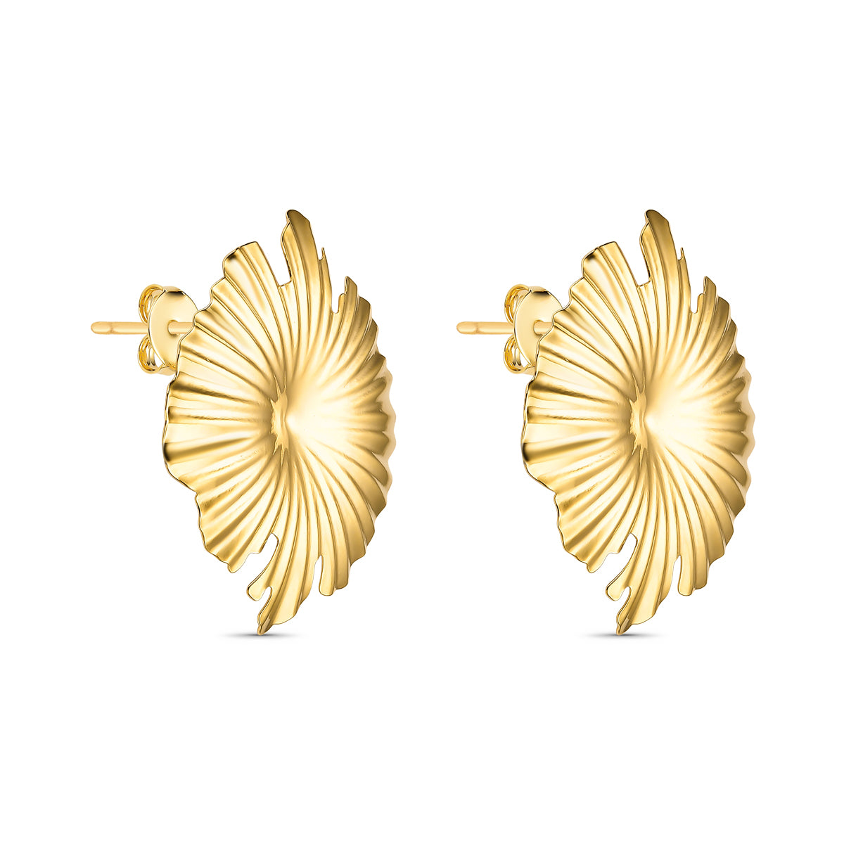 Brinco Chapa Orgânica Plissada Banhado a Ouro 18K
