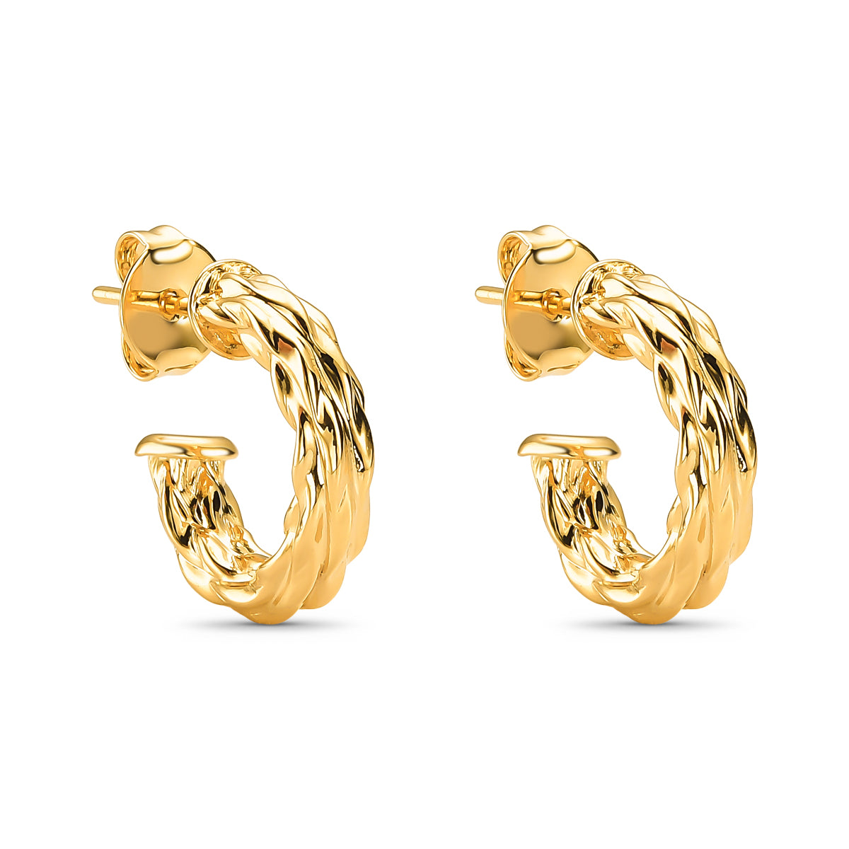 Brinco Argola Tubo Texturizado Banhado a Ouro 18K