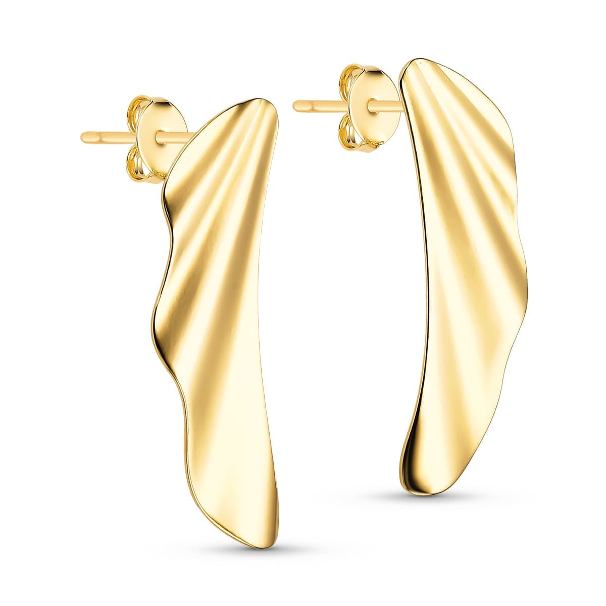 Brinco Asa Amassada Banhado a Ouro 18k - Mafê Acessórios