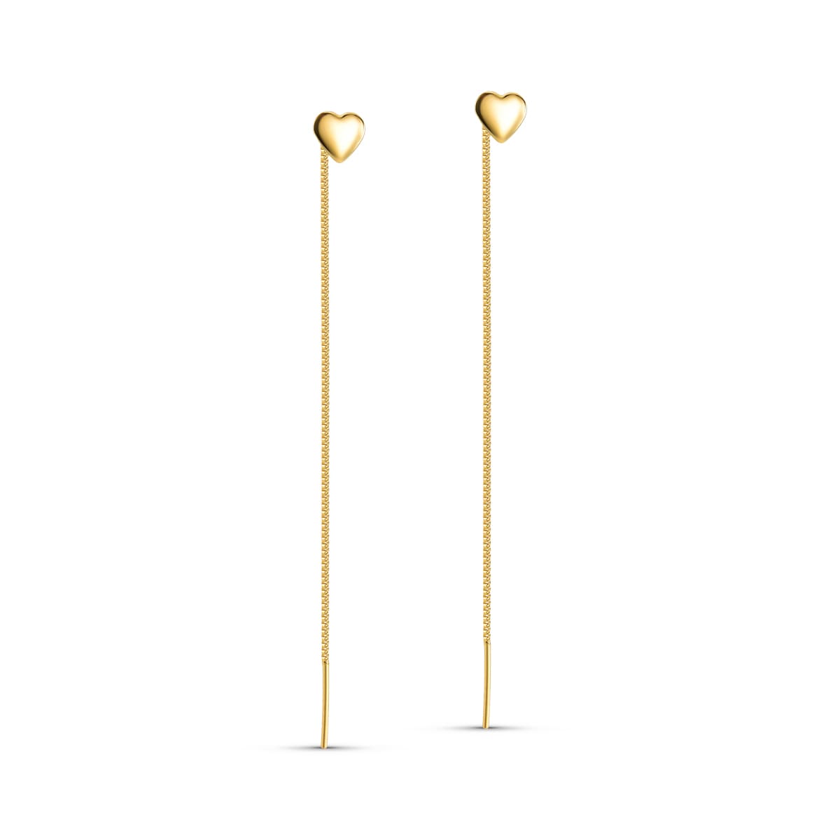 Brinco Coração com Corrente Banhado a Ouro 18K - Mafê Acessórios
