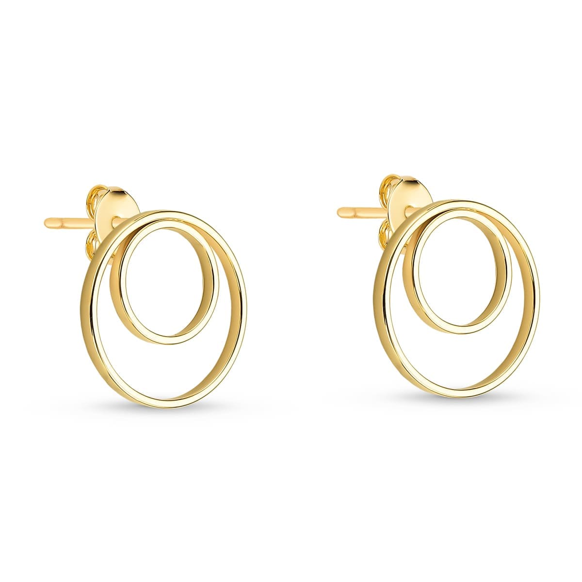Brinco Dois Anéis Clássicos Banhado a Ouro 18k - Mafê Acessórios