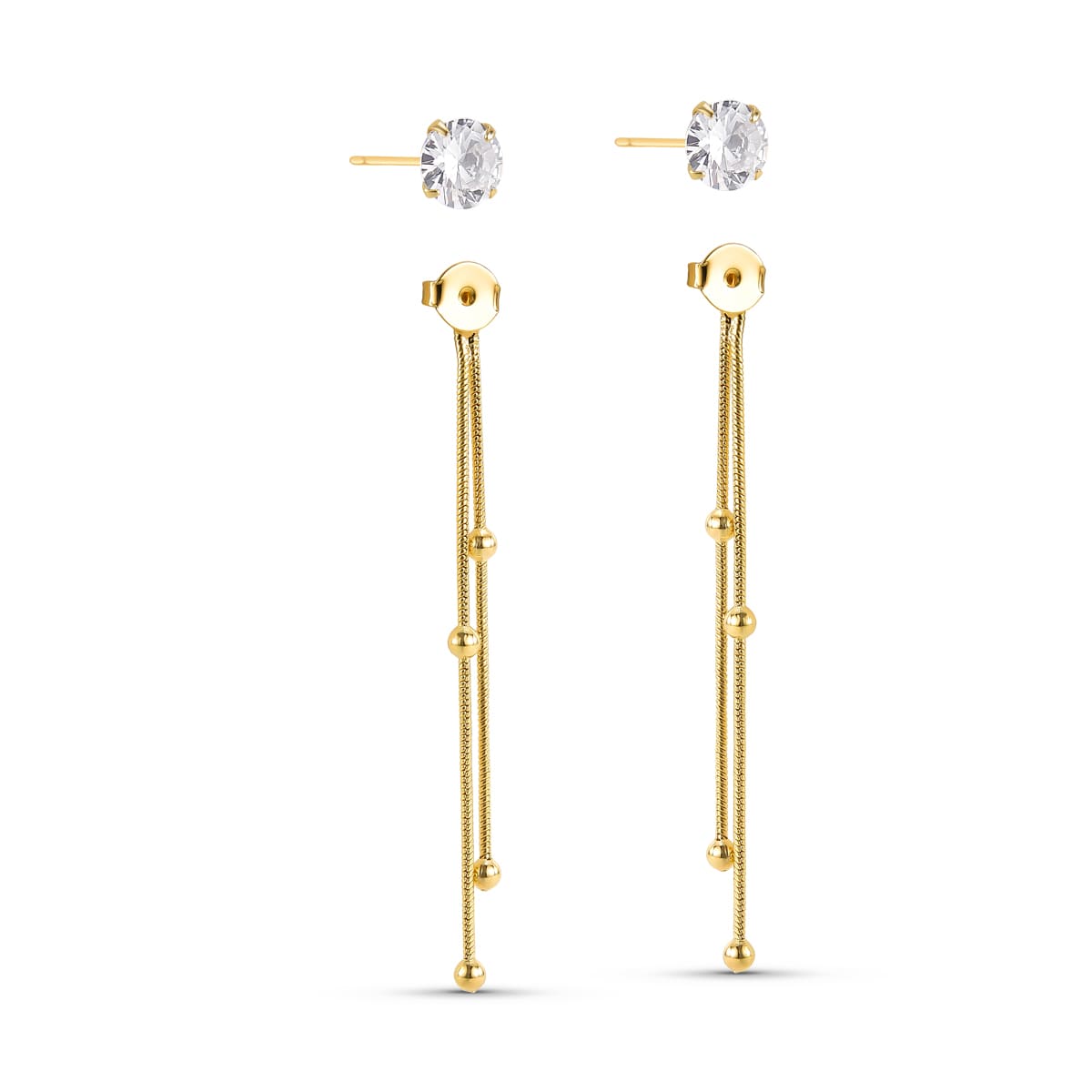 Brinco Ponto De Luz com Bolinhas Banhado a Ouro 18K - Mafê Acessórios