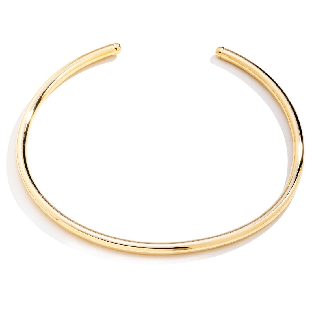 Choker Tubo Liso 5mm Banhado a Ouro 18K