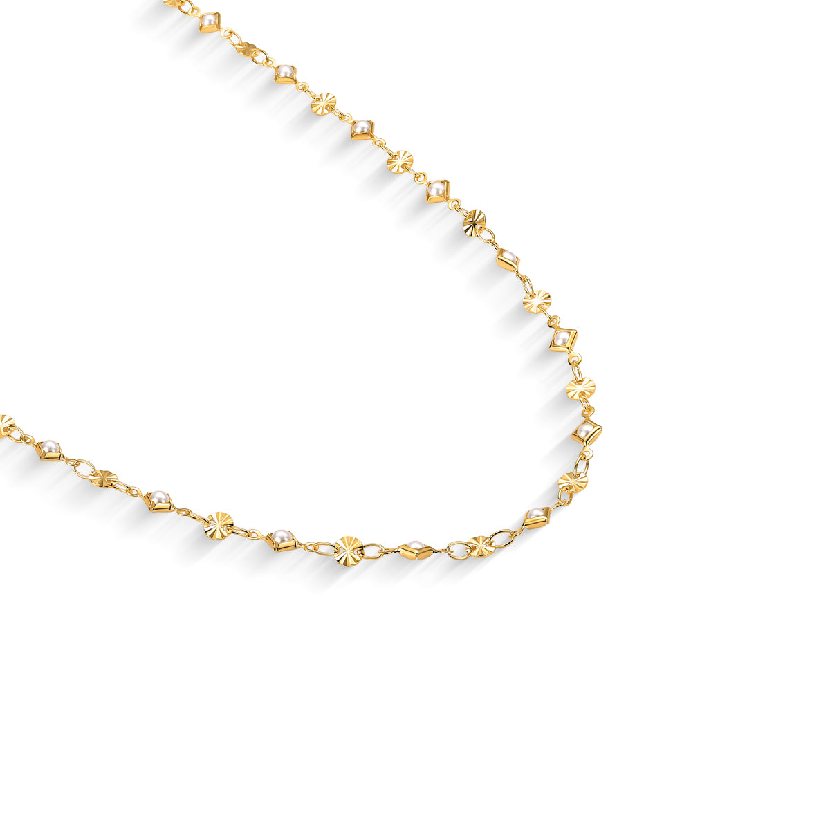 Colar Diamantado com Mini Pérolas Banhado a Ouro 18k