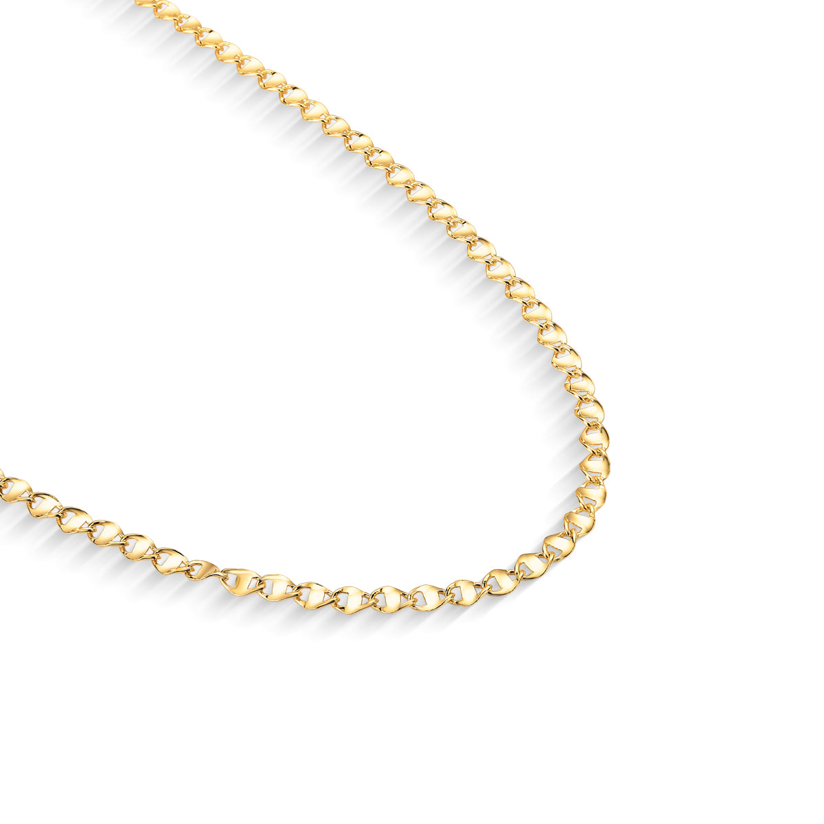 Colar Elo Amassado Torcido Banhado a Ouro 18K