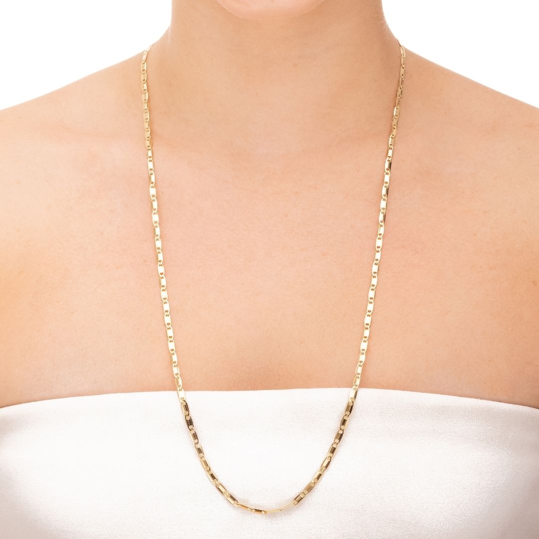Colar Piastrine Abaulada Banhado a Ouro 18k