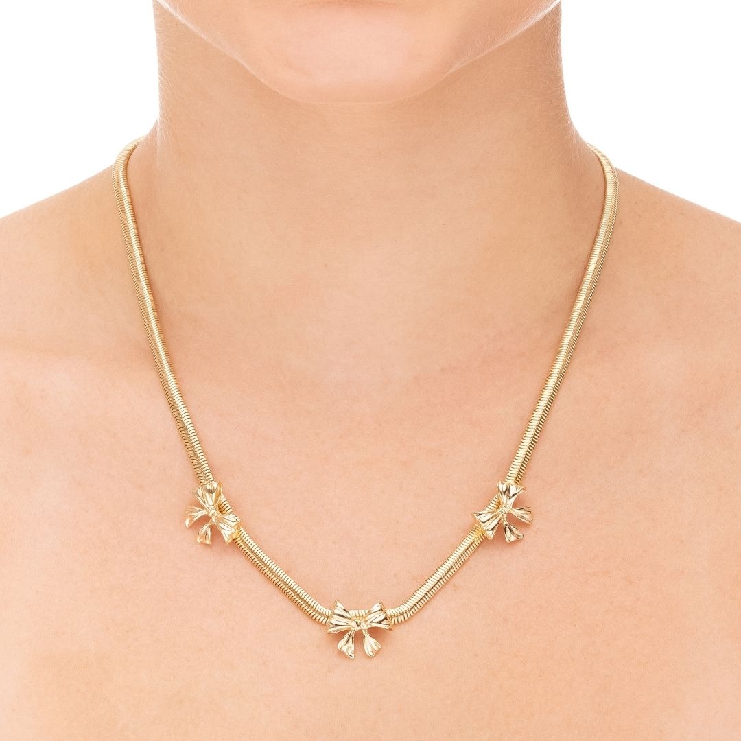 Colar Três Laços Banhado a Ouro 18K