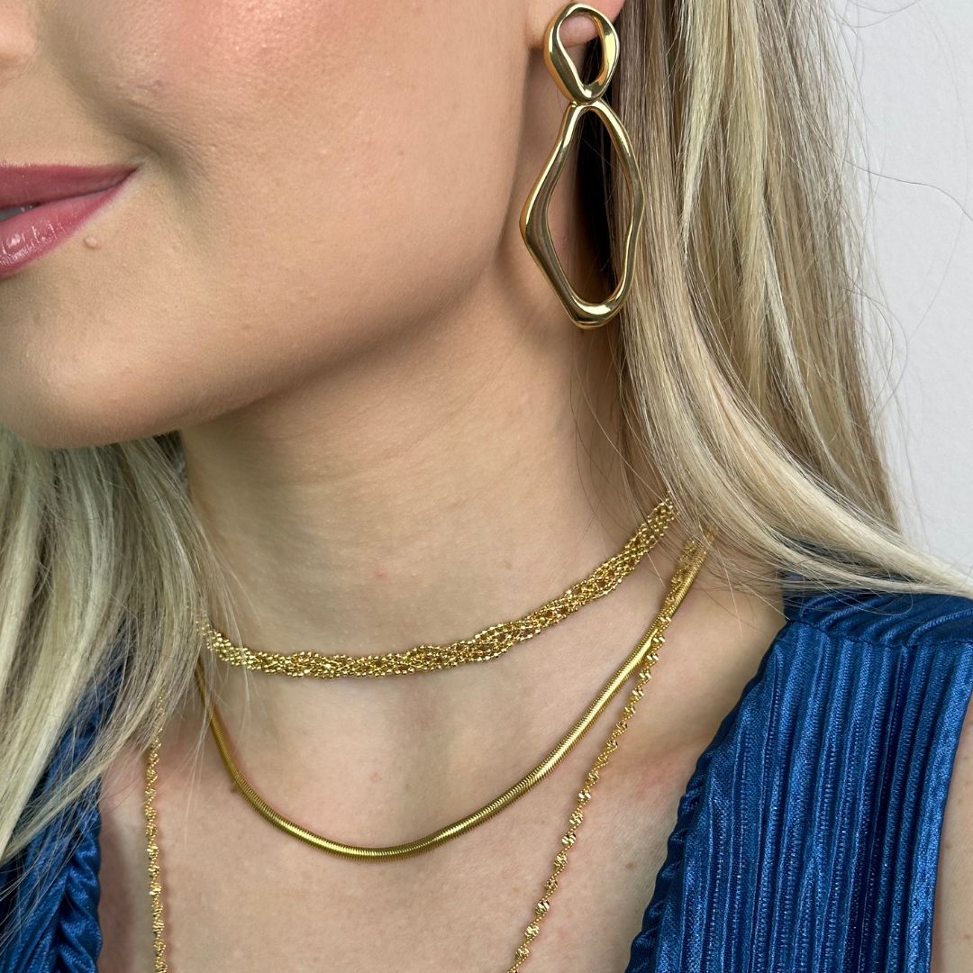 Colar Bolinhas Diamantadas Banhado a Ouro 18k