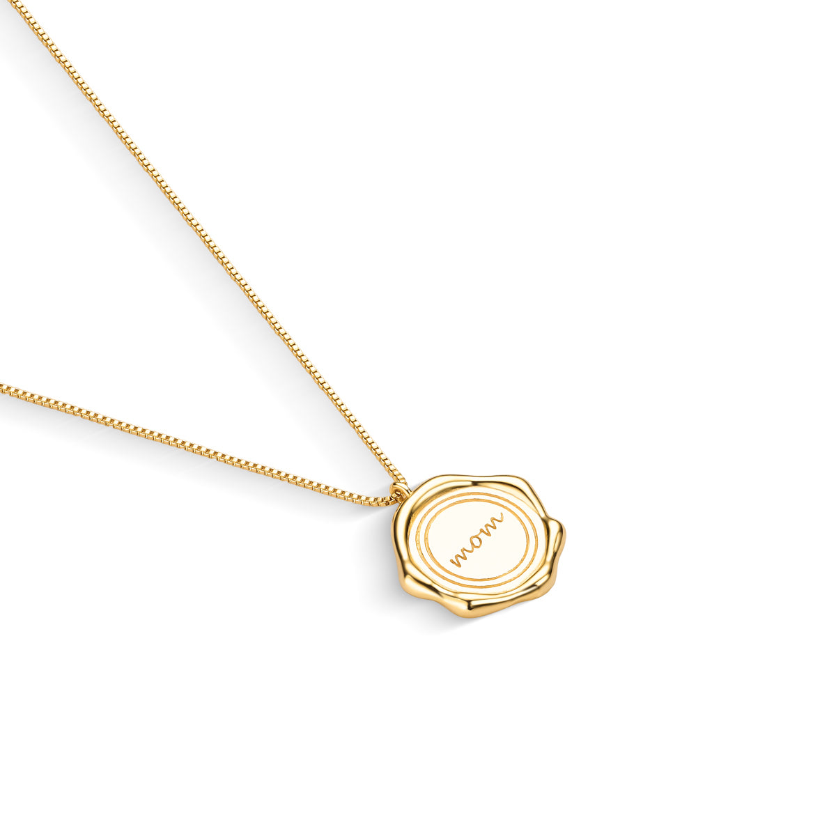 Colar Medalha Orgânica "Mãe" Banhado a Ouro 18K