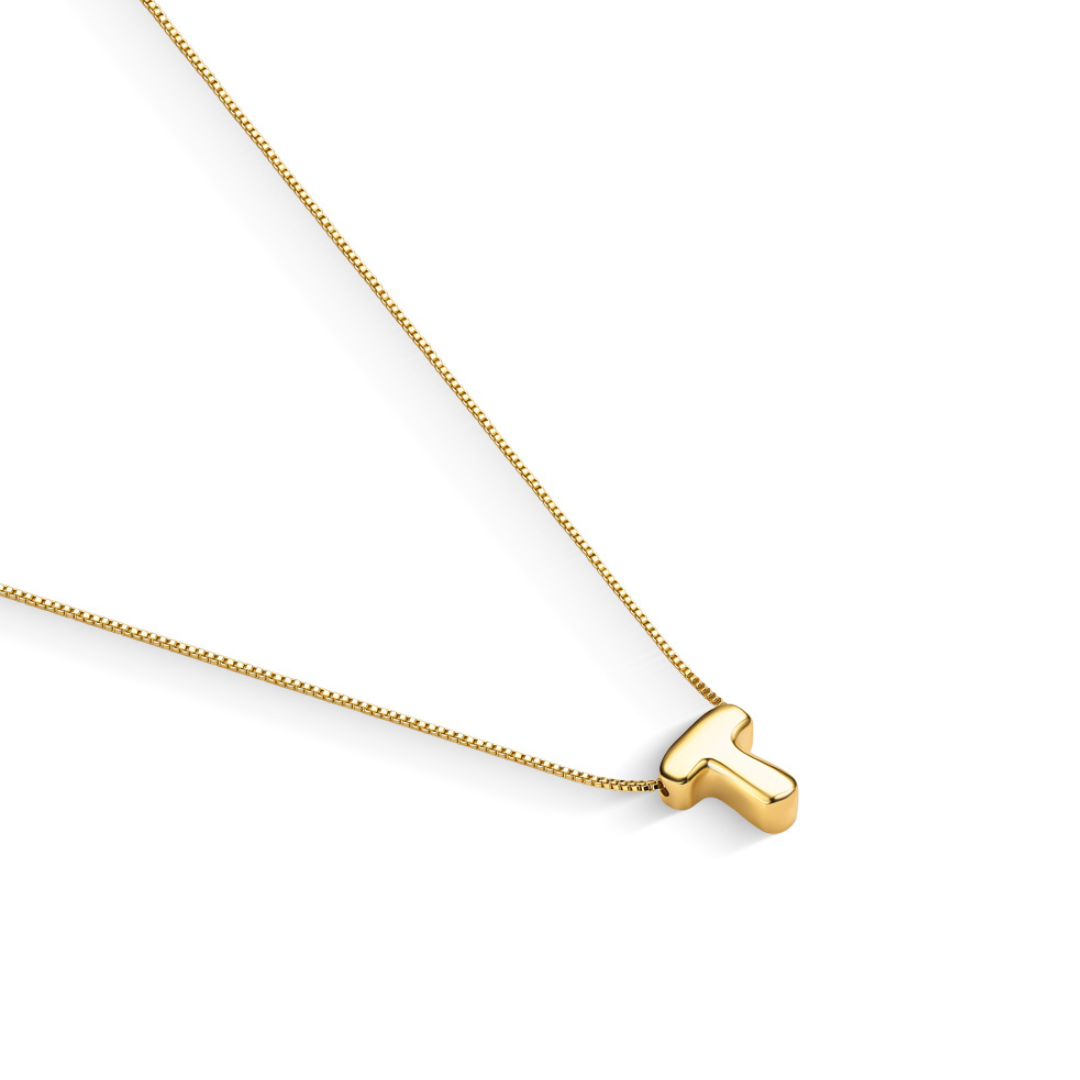 Colar Mini Inicial Puffer Banhado a Ouro 18K
