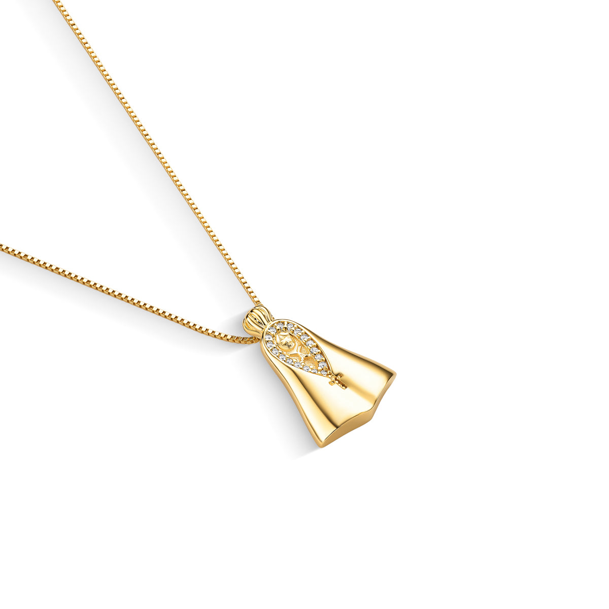 Colar Nossa Senhora Cravejado Banhado a Ouro 18K