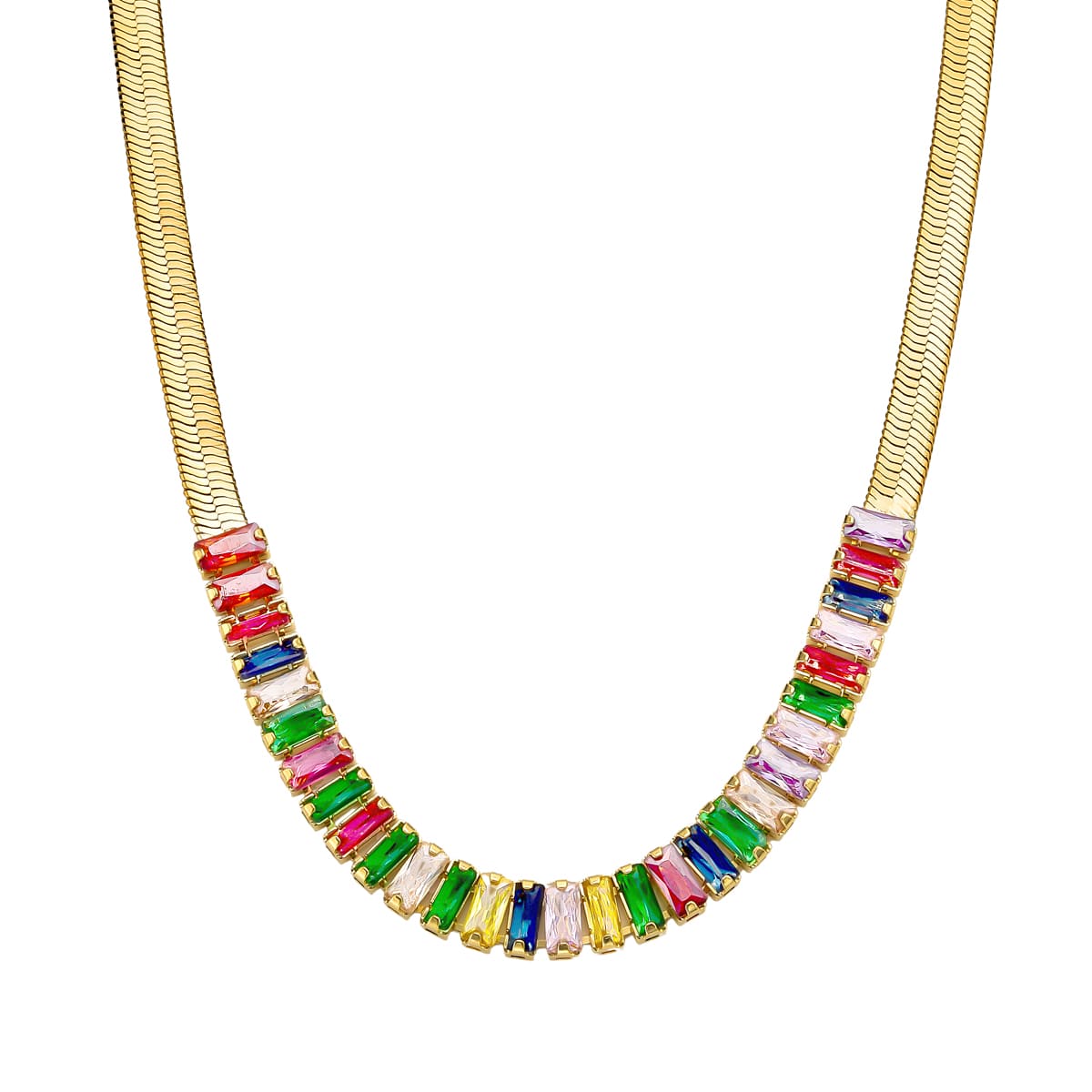 Colar Riviera Fita Colorida Banhada a Ouro 18k - Mafê Acessórios