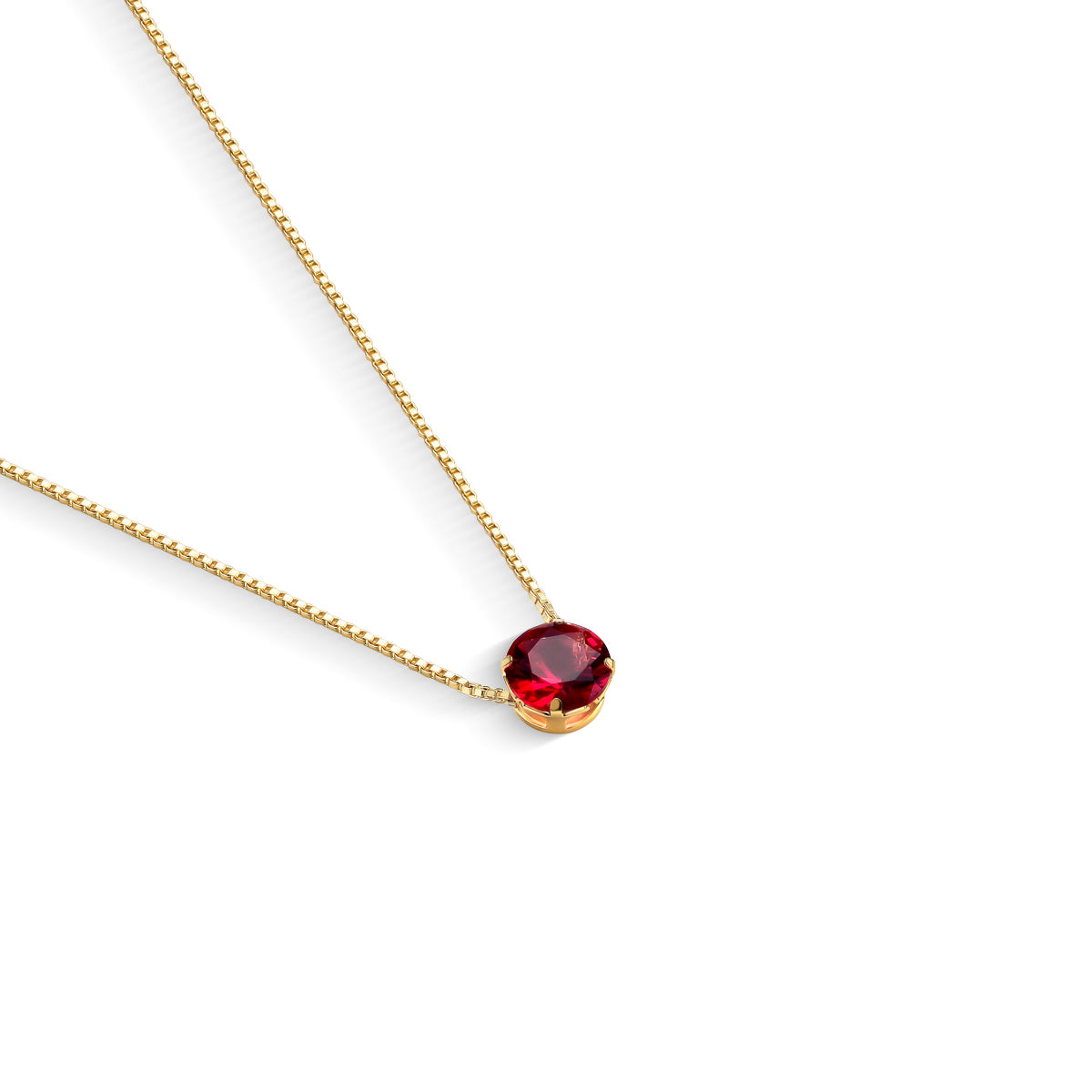 Colar Veneziana com Zircônia Rubi 8mm Banhado a Ouro 18K