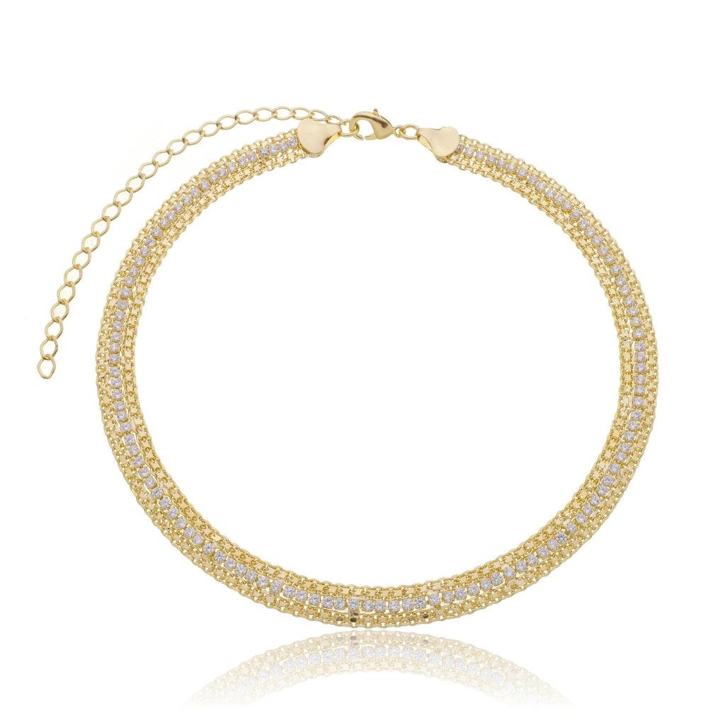 Choker Luxo com Zircônias Banhado a Ouro 18k - Mafê Acessórios