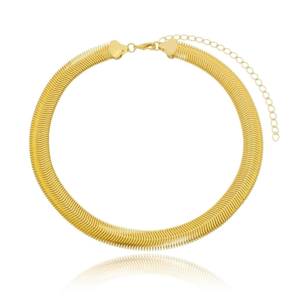 Choker Malha Grossa Banhada a Ouro 18k - Mafê Acessórios
