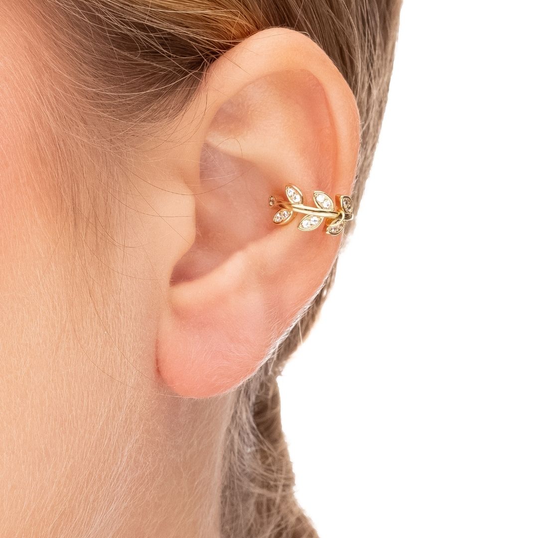 Piercing Folhinhas com Zircônias Banhado a Ouro 18K