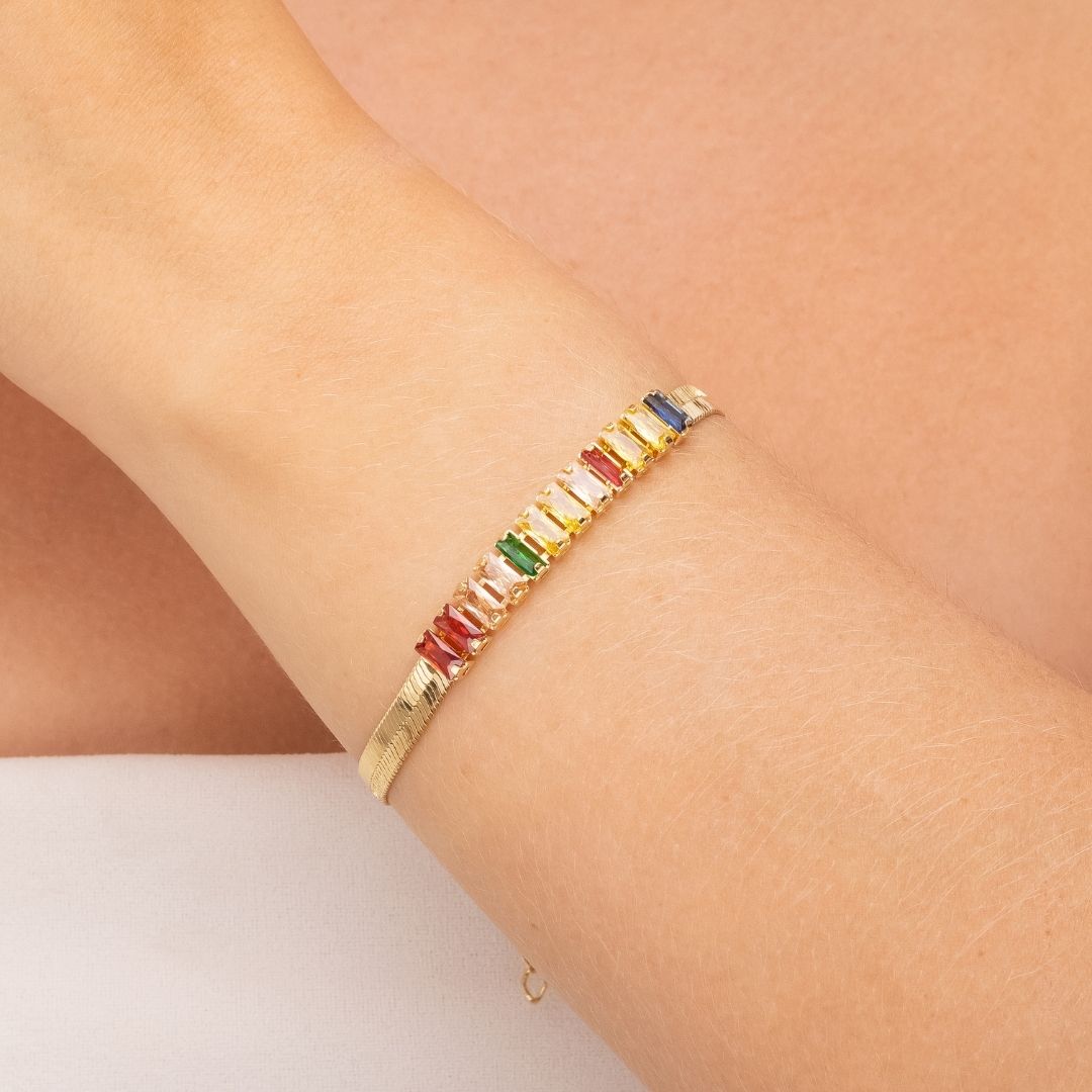 Pulseira Riviera Fita Banhada A Ouro 18K