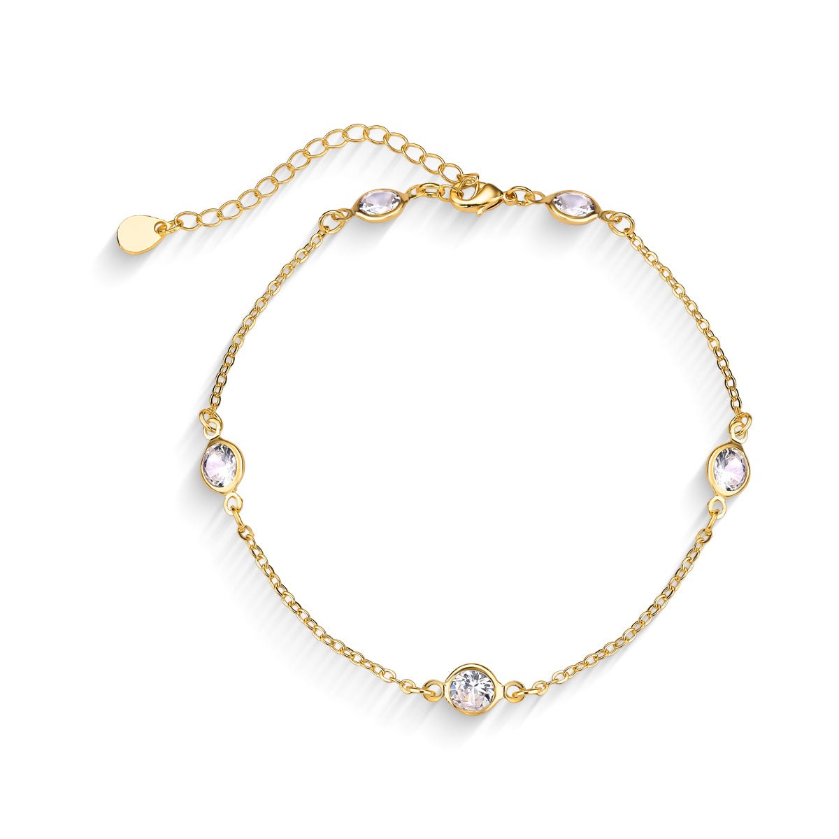 Pulseira Zircônias Cristais Banhada A Ouro 18K