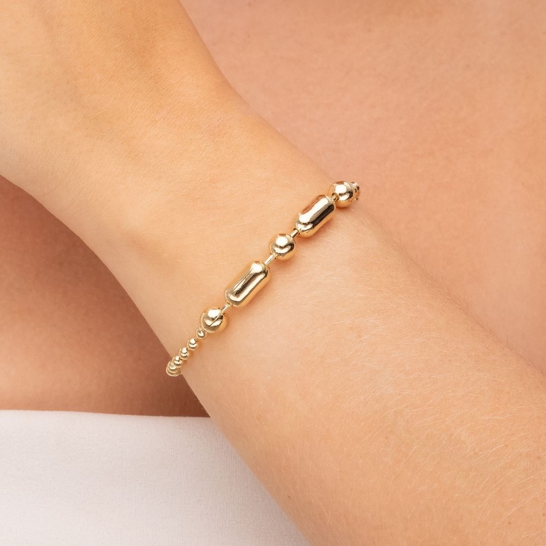 Pulseira Diversas Bolinhas Banhada A Ouro 18K