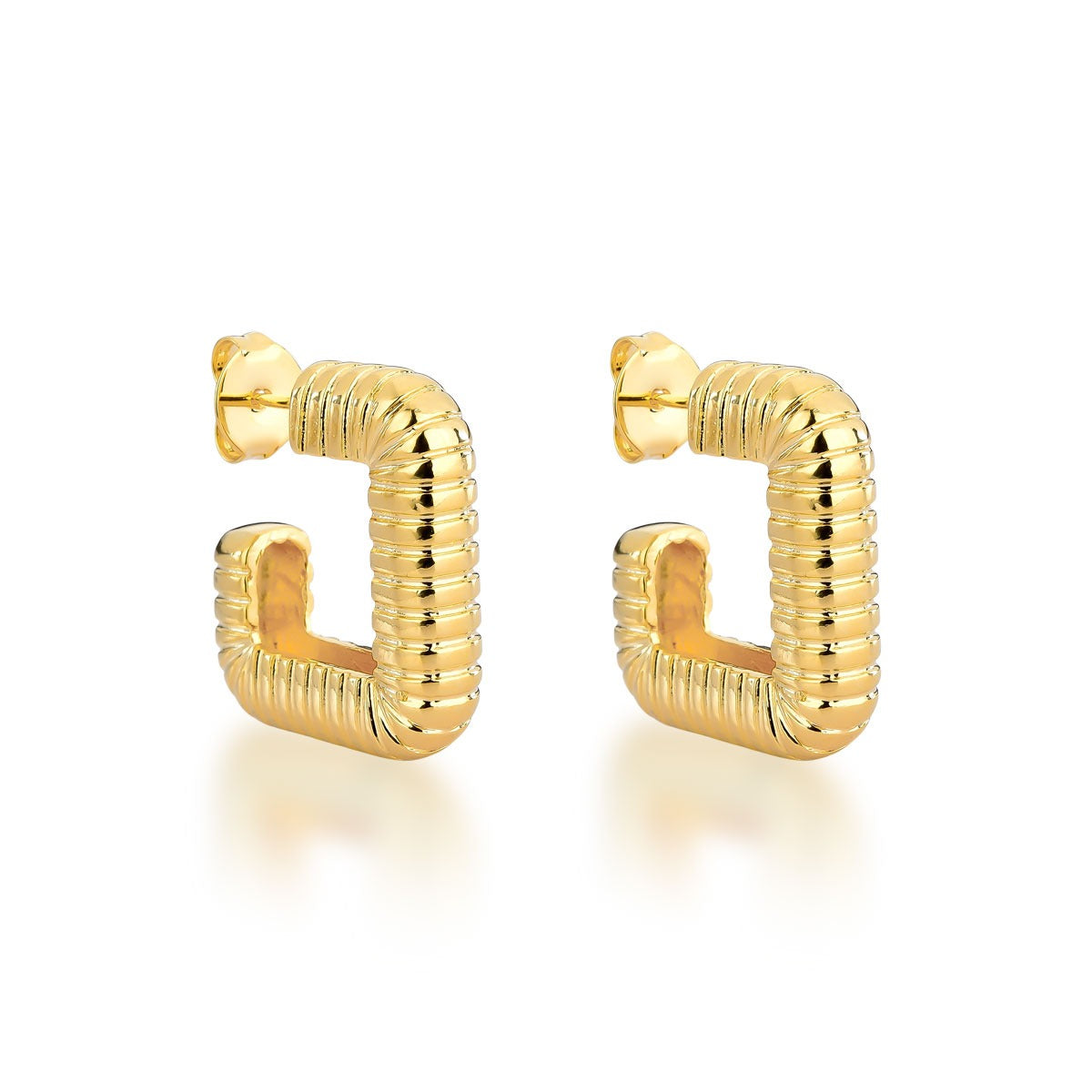 Conjunto Brinco Textura Elegante Banhado A Ouro 18K