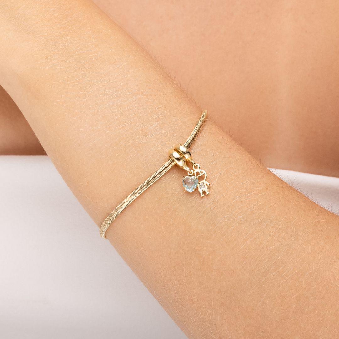 Pulseira Menino Cravejada Banhado a Ouro 18K