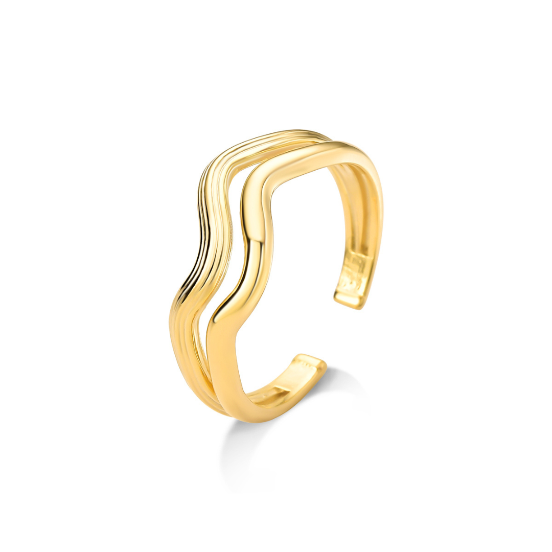 Anel Duplo Ajustável Banhado a Ouro 18K