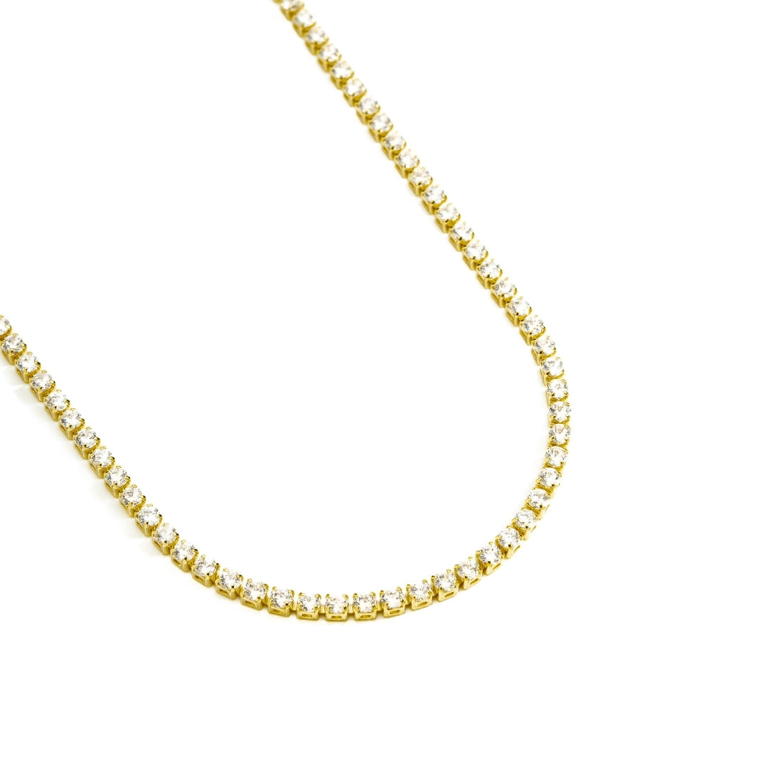 Choker Riviera Cristal 2mm Banhado a Ouro 18k