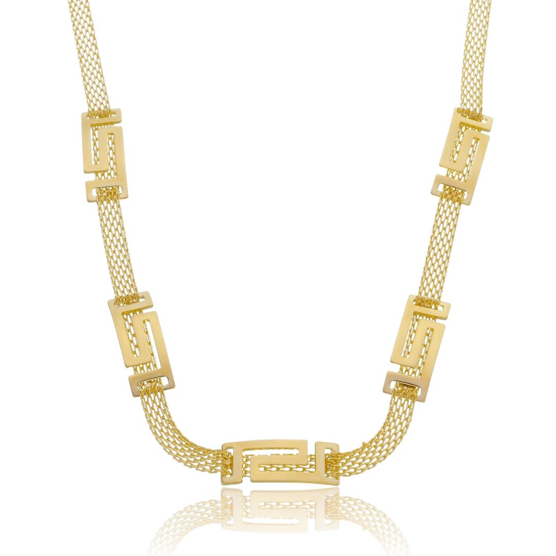 Colar Luxo Com Acessório Labirinto Banhado a Ouro 18k