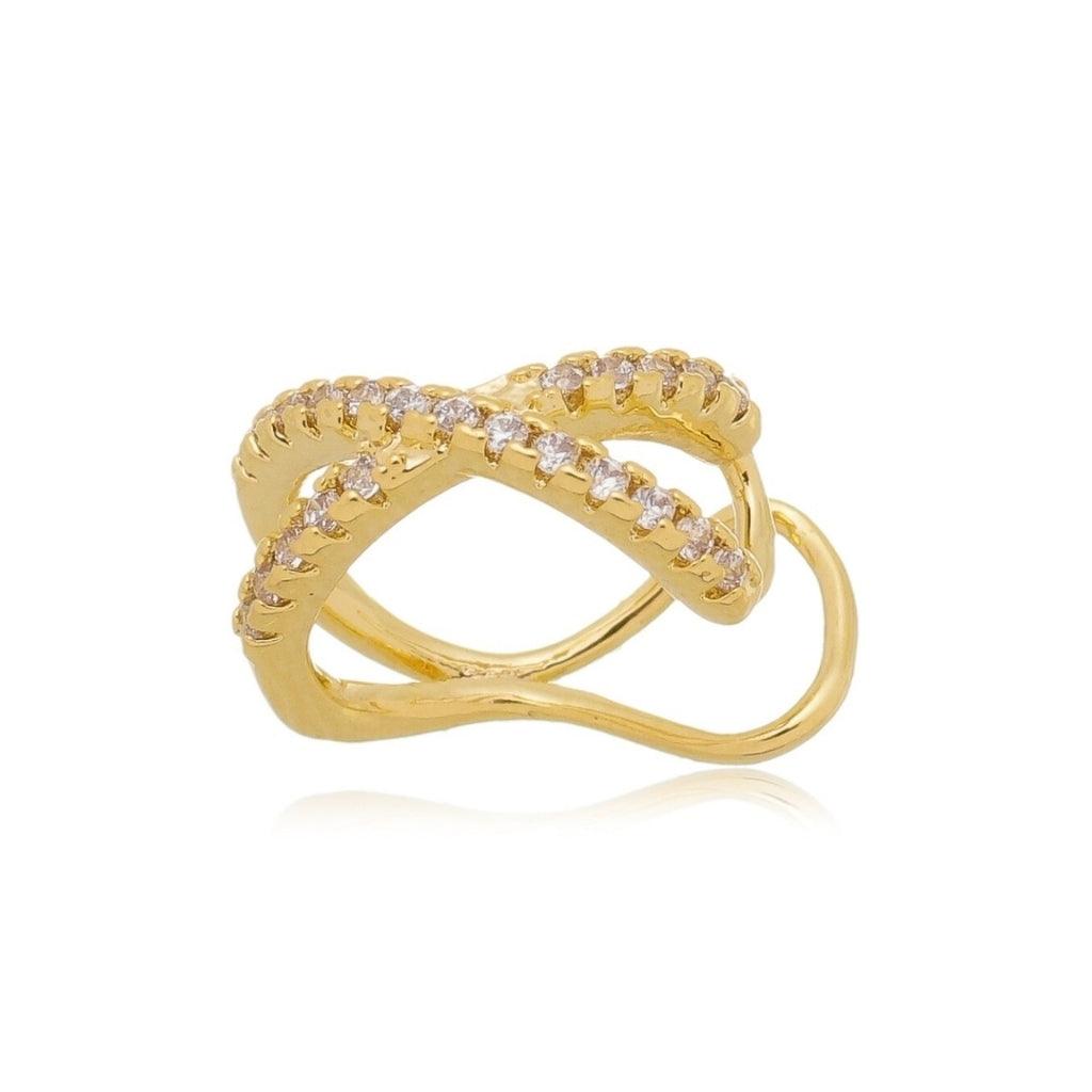 Piercing Infinito Zircônias Cristais Banhado a Ouro 18K
