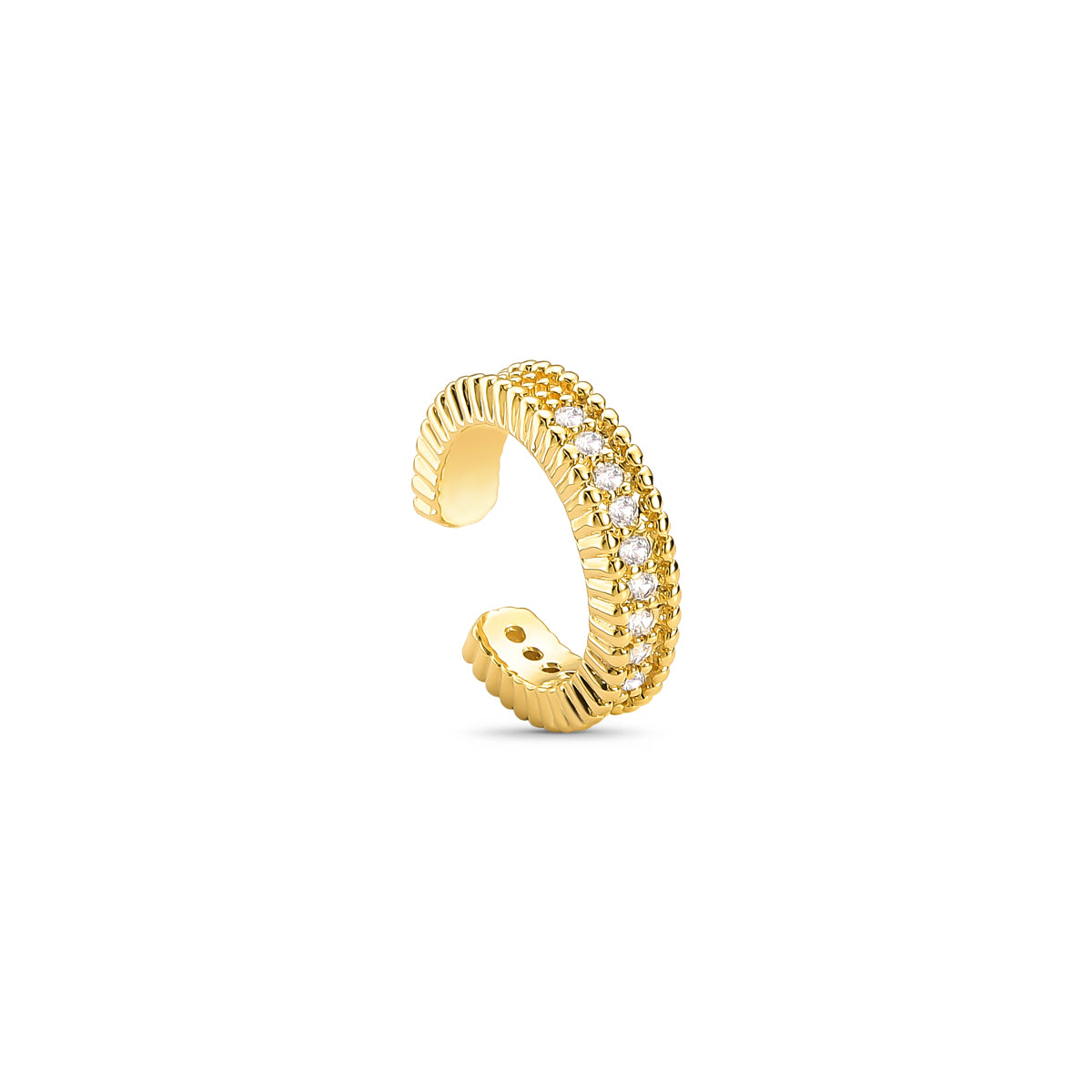 Piercing Fake Cravejado Banhado a Ouro 18K