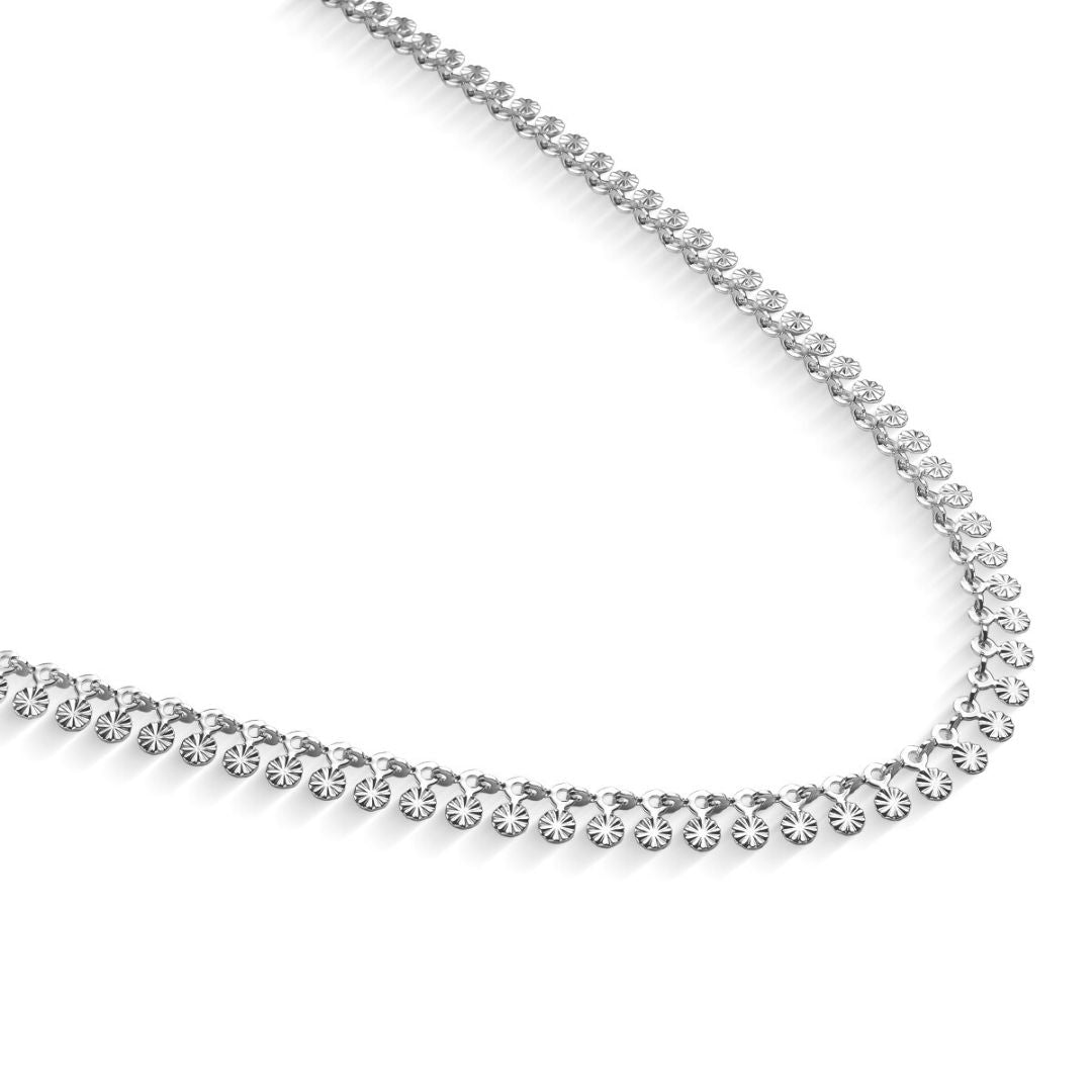 Colar Corrente Diamantada Prata