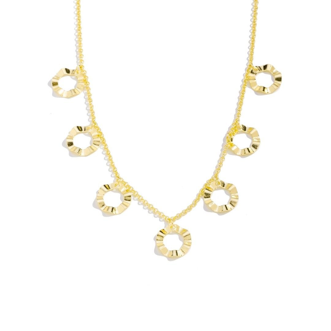 Colar Anéis Diamantados Banhado a Ouro 18k