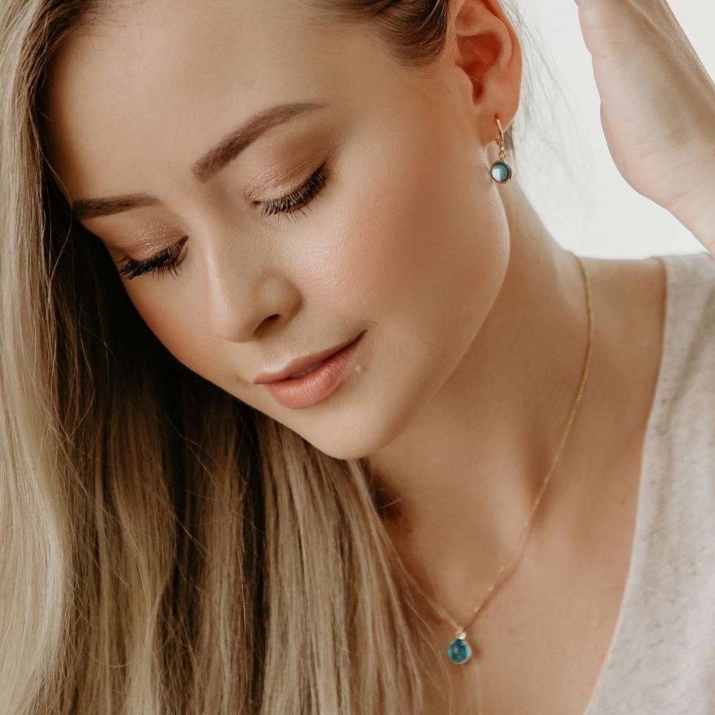 Conjunto Pingente Colorido Banhado A Ouro 18K