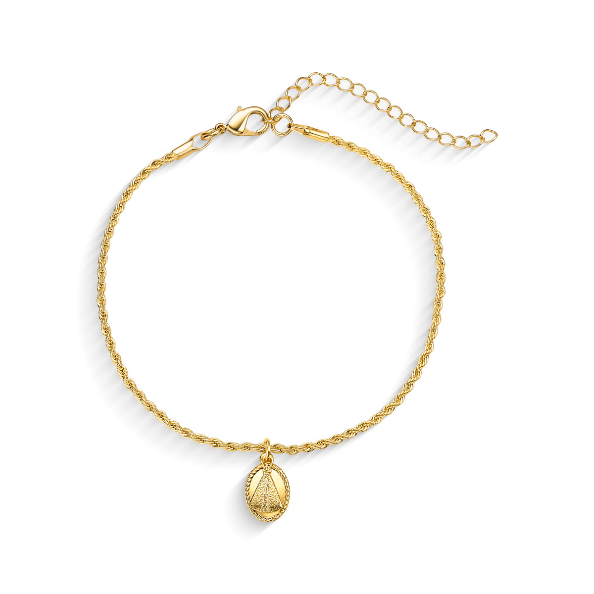 Pulseira Cordão Baiano com Pingente Nossa Senhora Banhado a Ouro 18K
