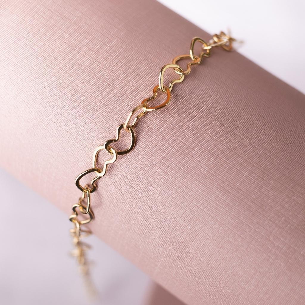 Pulseira Elo Coração Banhada A Ouro 18K