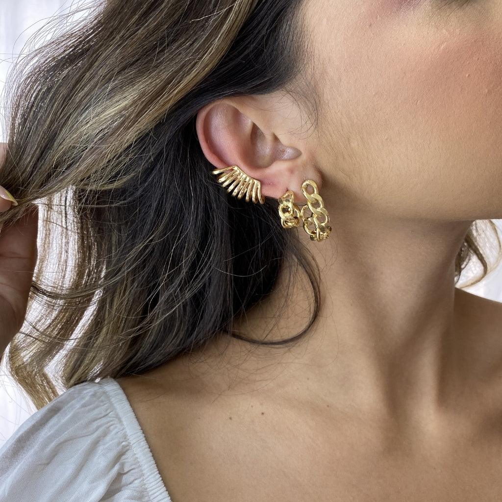 Piercing Nove Aros Lisos Banhado a Ouro 18K