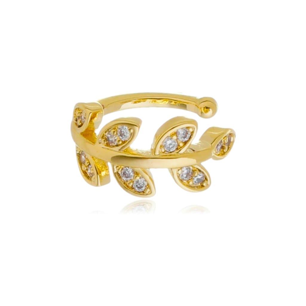 Piercing Folhinhas com Zircônias Banhado a Ouro 18K