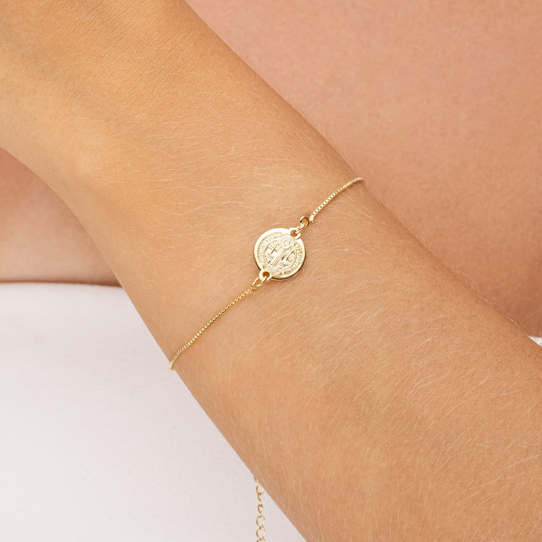 Pulseira São Bento Banhada A Ouro 18K