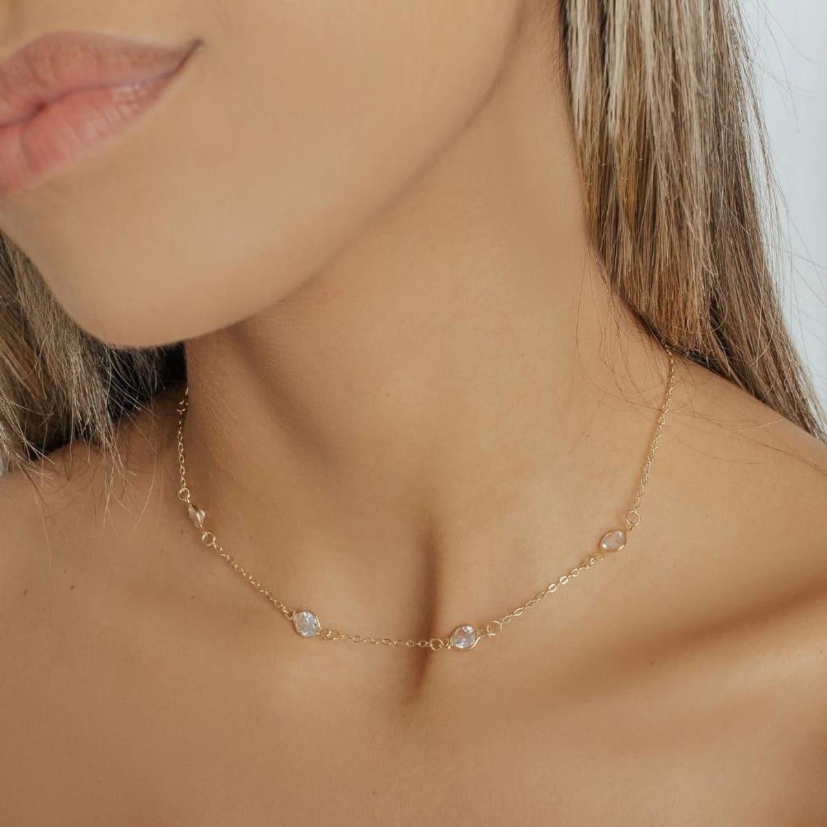 Choker Zircônias Cristais Banhada a Ouro 18K - Mafê Acessórios