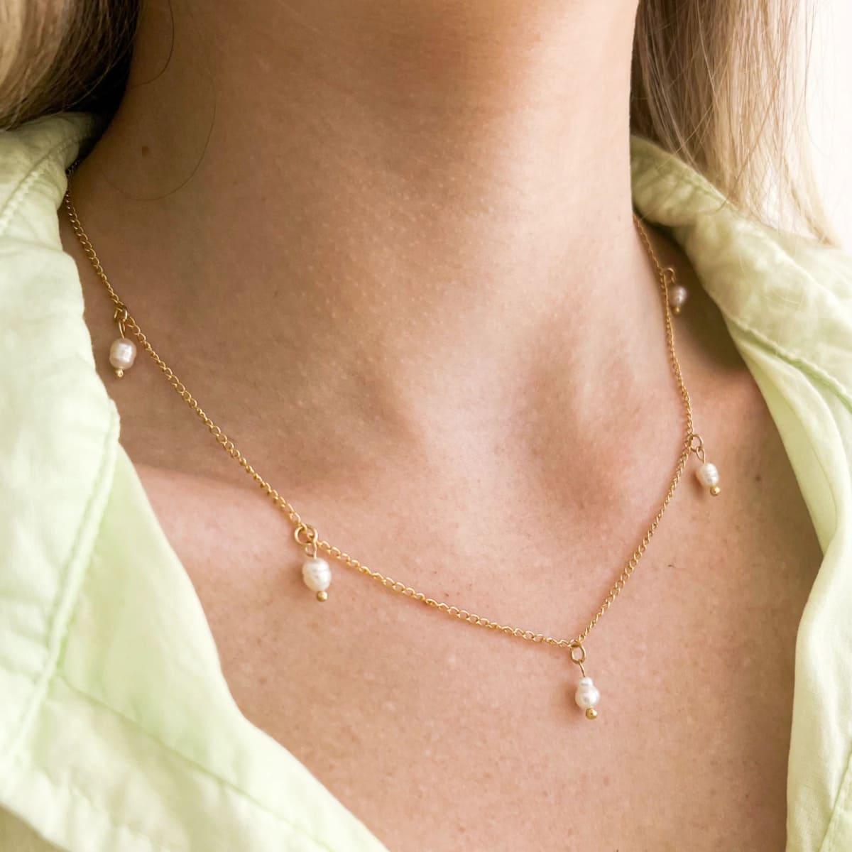 Choker Pérolas Naturais Banhada a Ouro 18k - Mafê Acessórios